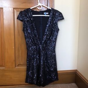 Tobi sequin plunge romper